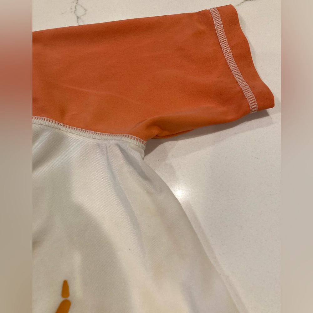 Toddler boy old navy rash guard swim trunks orange white surfer crab beach set - Picture 12 of 13